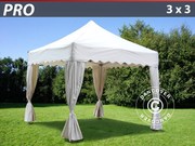 FleXtents Pro 3x3 m. White. Curved valance and 4 curtains