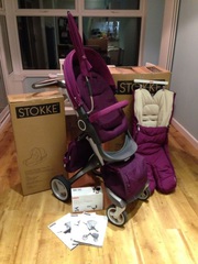 STOKKE XPLORY V4 2014 BABY STROLLER (CARRY COT / BABY CAR SEAT) 3 IN 1