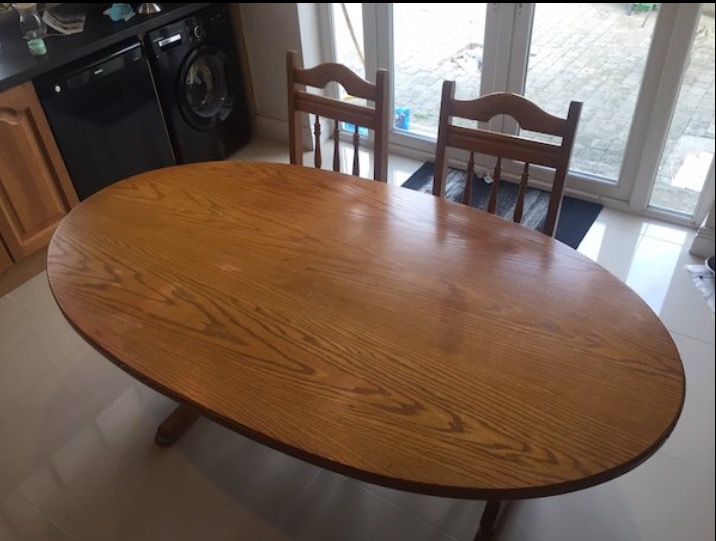 Solid Oak Table + 6 Chairs 